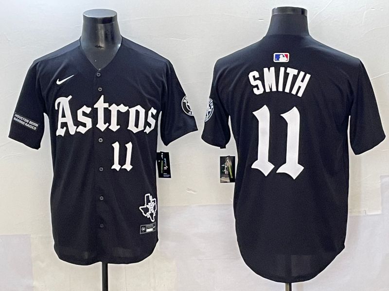Men 2025 Houston Astros 11 Smith Black Five generations Joint Name Nike MLB Jersey style 43